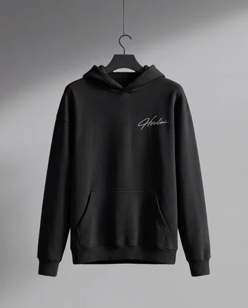 Hoodini hoodie in black, front view